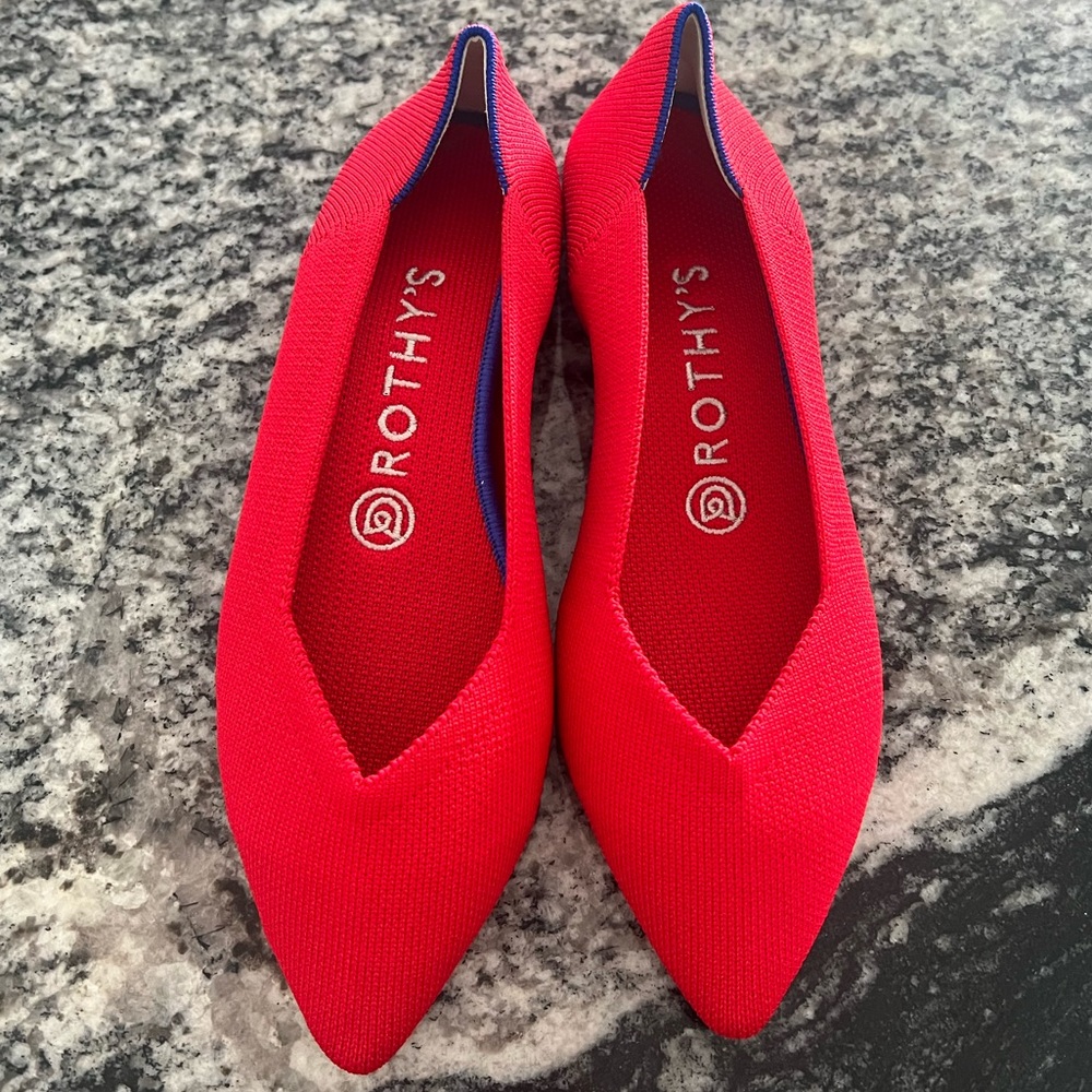 Rothy’s The Point flats in Bright Red